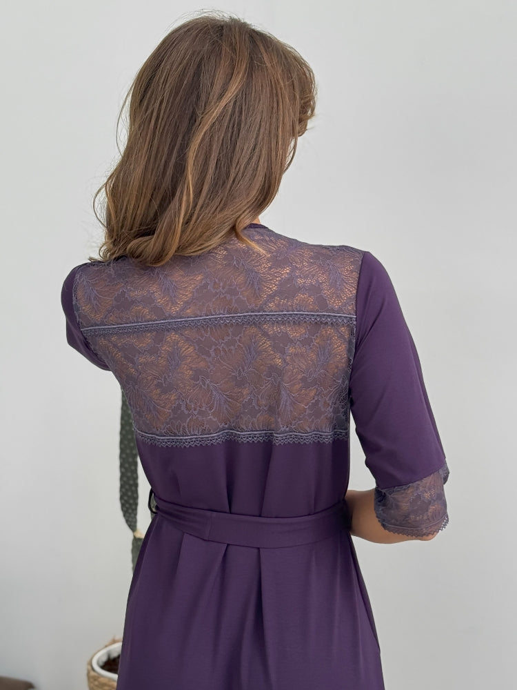 Blackberry lace boudoir robe