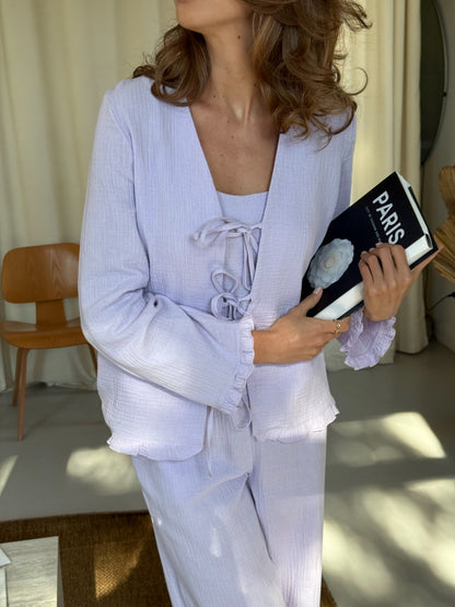 lilac muslin pajama set