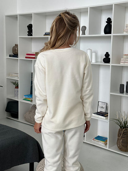 Women's fleece white pajamas