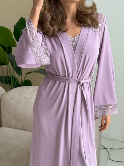 Long purple lace robe