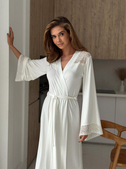White bridal robe