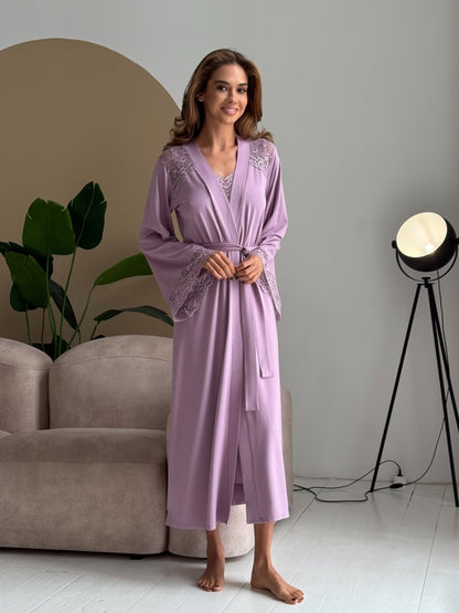 Long purple lace robe