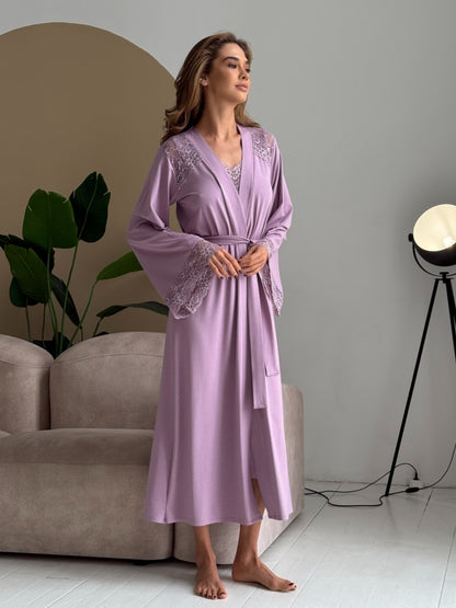 Long purple lace robe