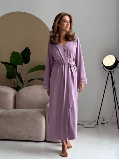 Long purple lace robe