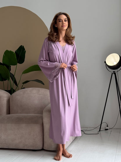 Long purple lace robe