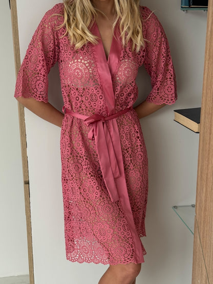 Elegant pink lace robe
