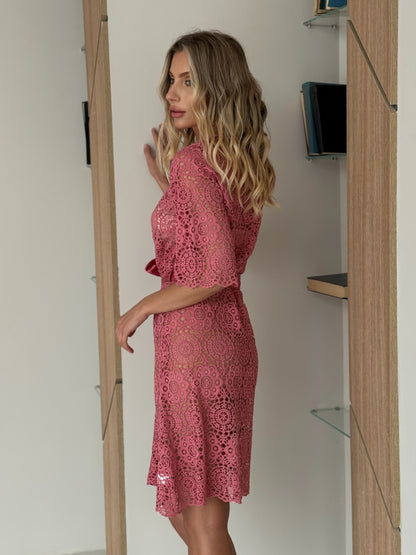 Elegant pink lace robe