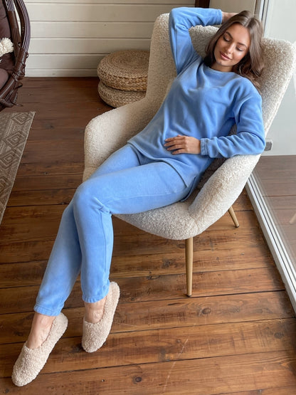 Women's fleece blue pajamas