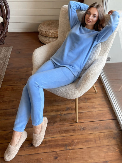 Women's fleece blue pajamas