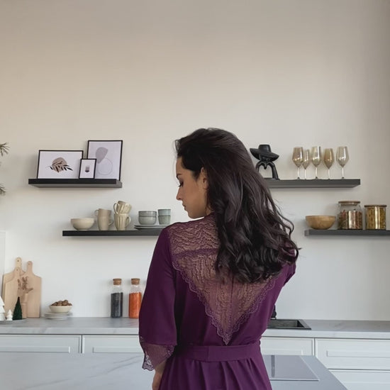 Purple lace boudoir robe