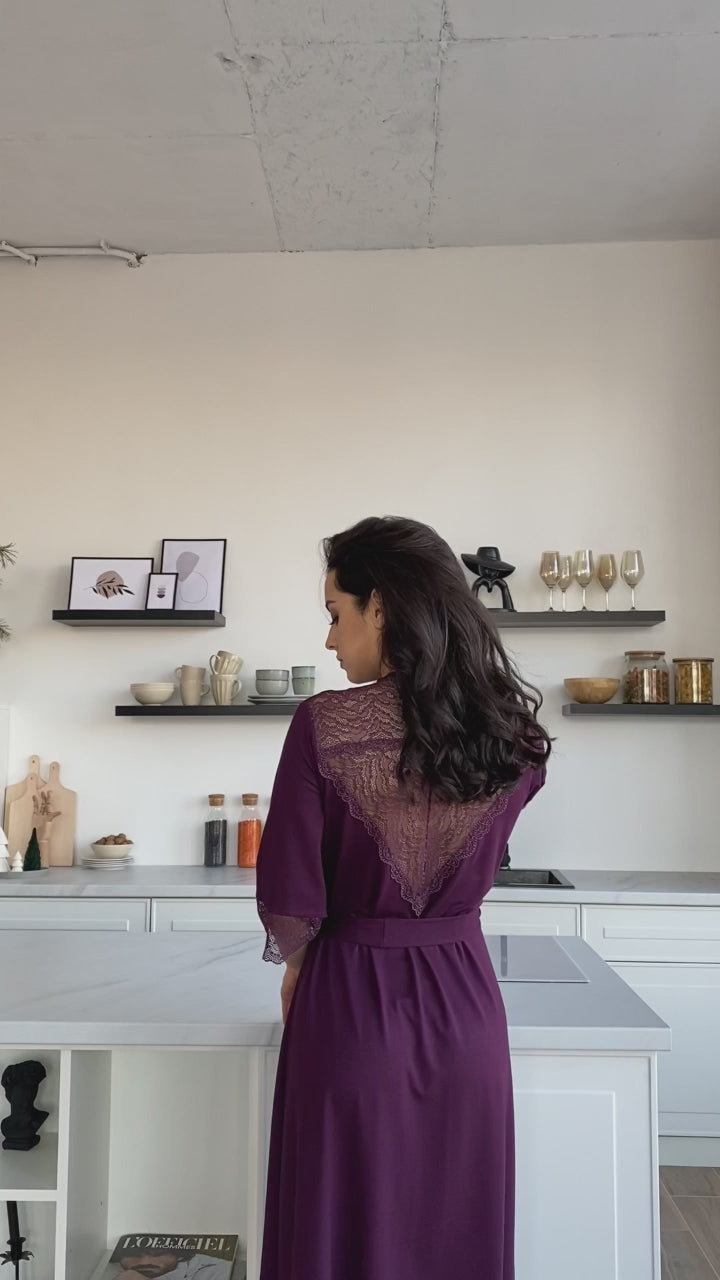 Purple lace boudoir robe