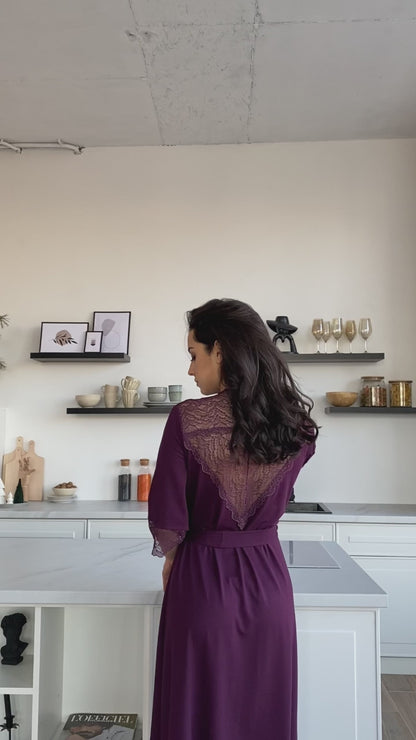 Purple lace boudoir robe