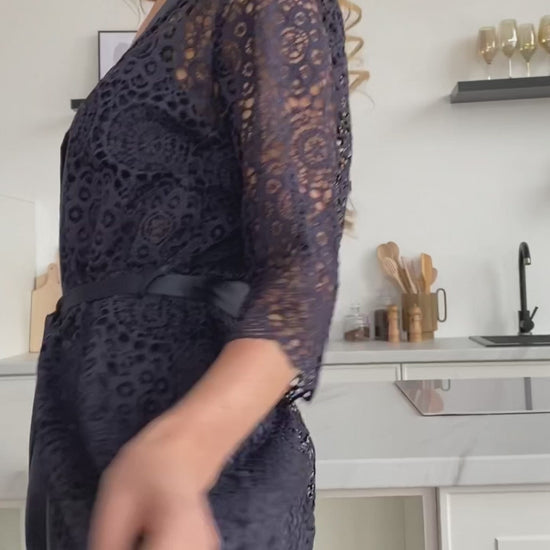 Elegant inky lace robe