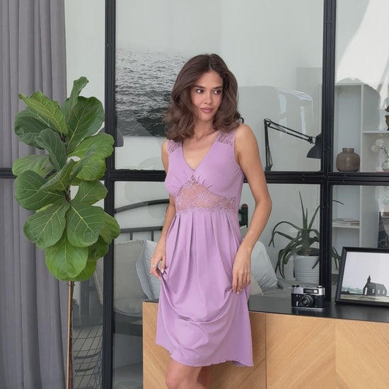 Lilac lace nightgown