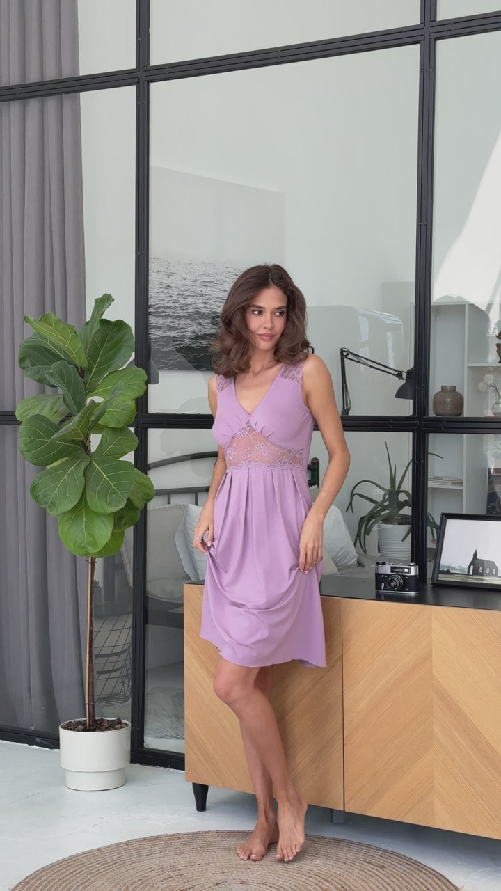 Lilac lace nightgown