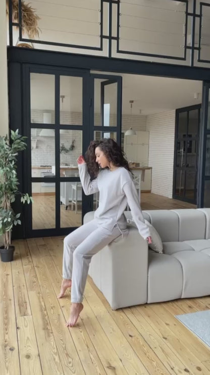 Women's fleece gray pajamas
