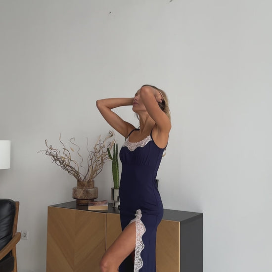 Navy nightgown with lace