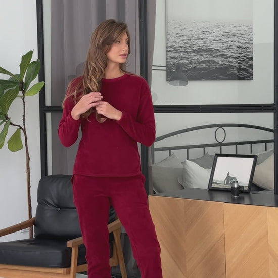 Women's fleece bordeaux pajamas