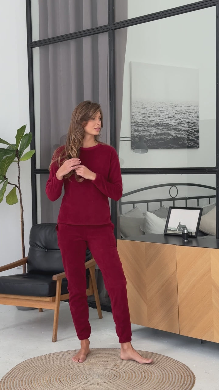 Women's fleece bordeaux pajamas