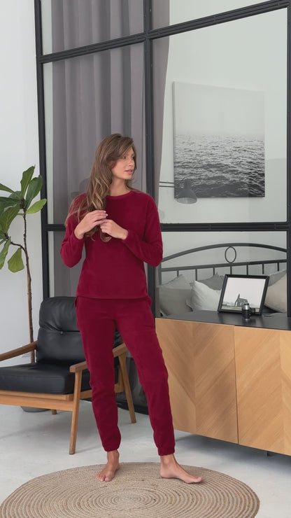 Women's fleece bordeaux pajamas